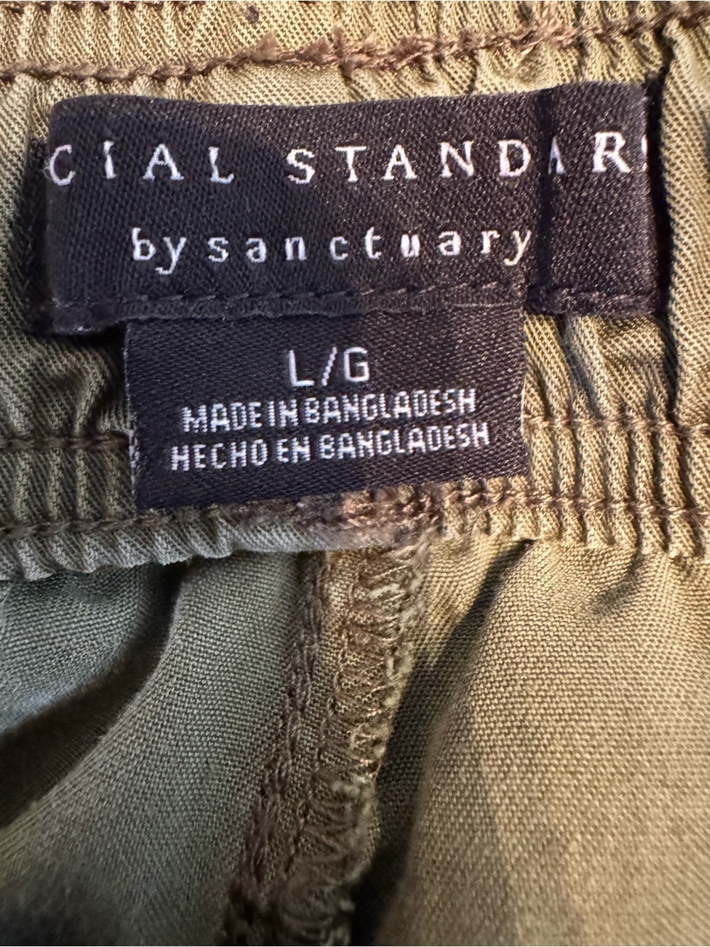 Very Soft, Lightweight and Cool Olive Green Cargo Drawstring Women's Pants - Lg - Picture 5 of 7
